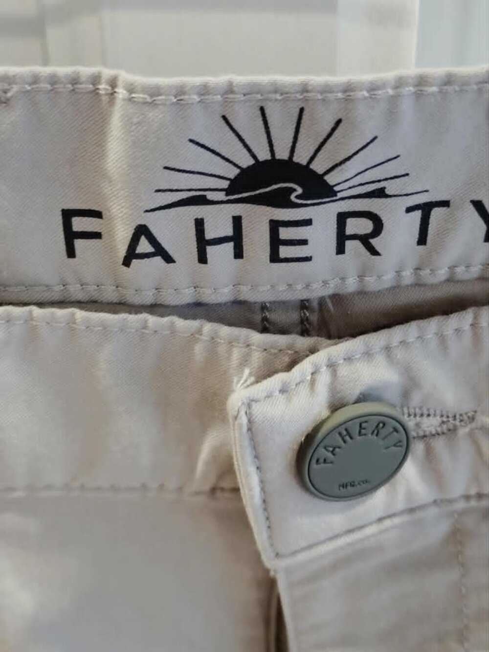 Faherty Men's Movement 5-pocket performance pants Fossil Gray size 31 x 30